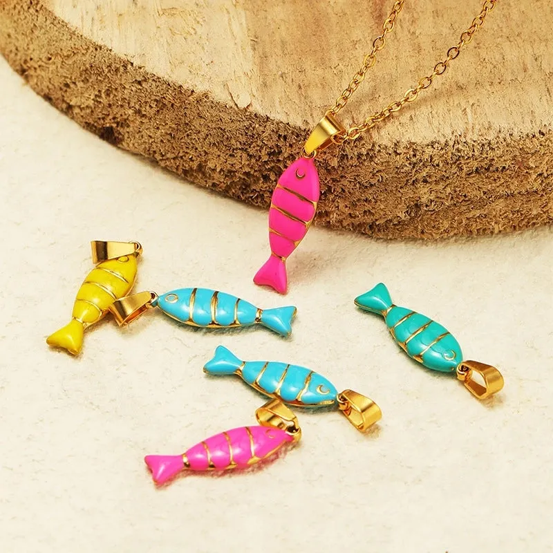 5 PCS/Package Resin Fish Pendant