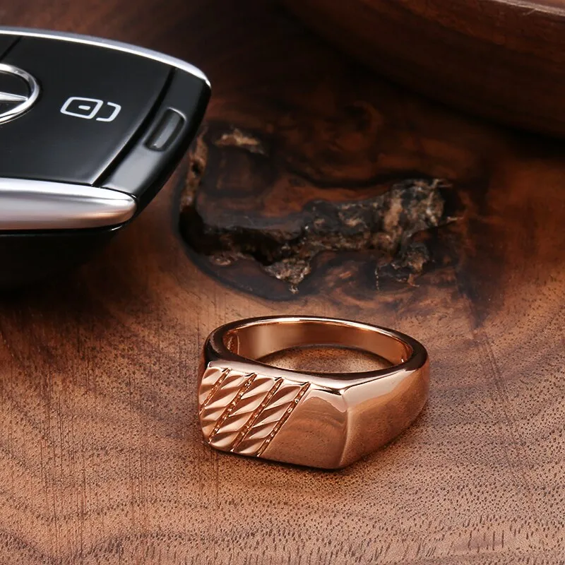 585 Rose Gold Simple Square Ring