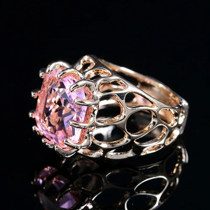 585 Rose Gold Simple Square Ring