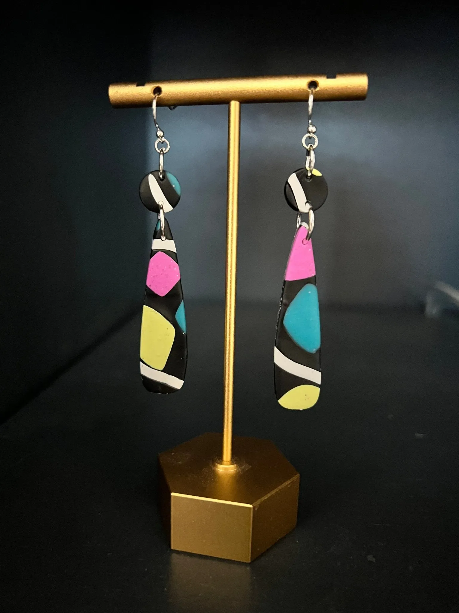 90s clay elongated teardrop earrings