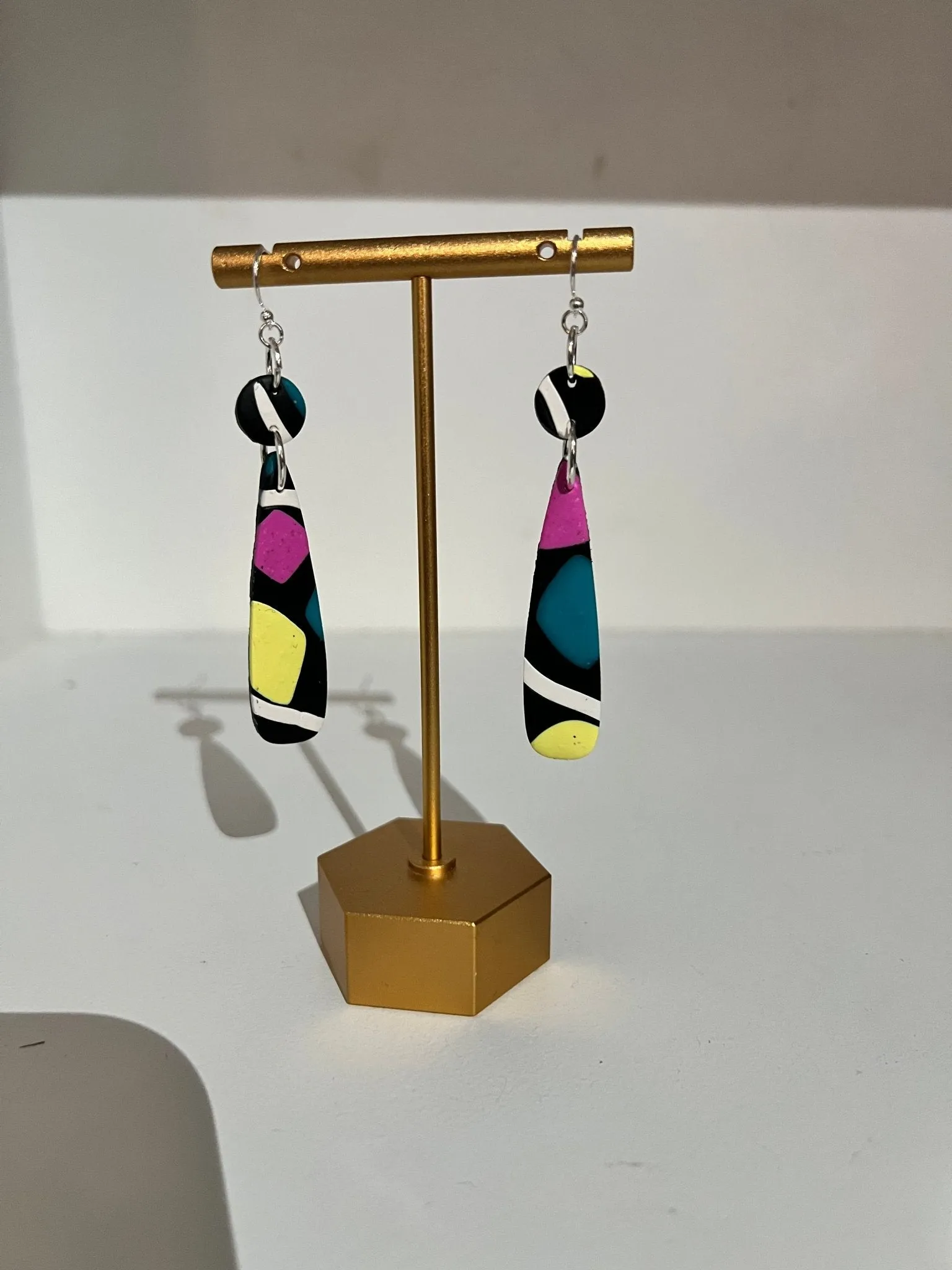 90s clay elongated teardrop earrings