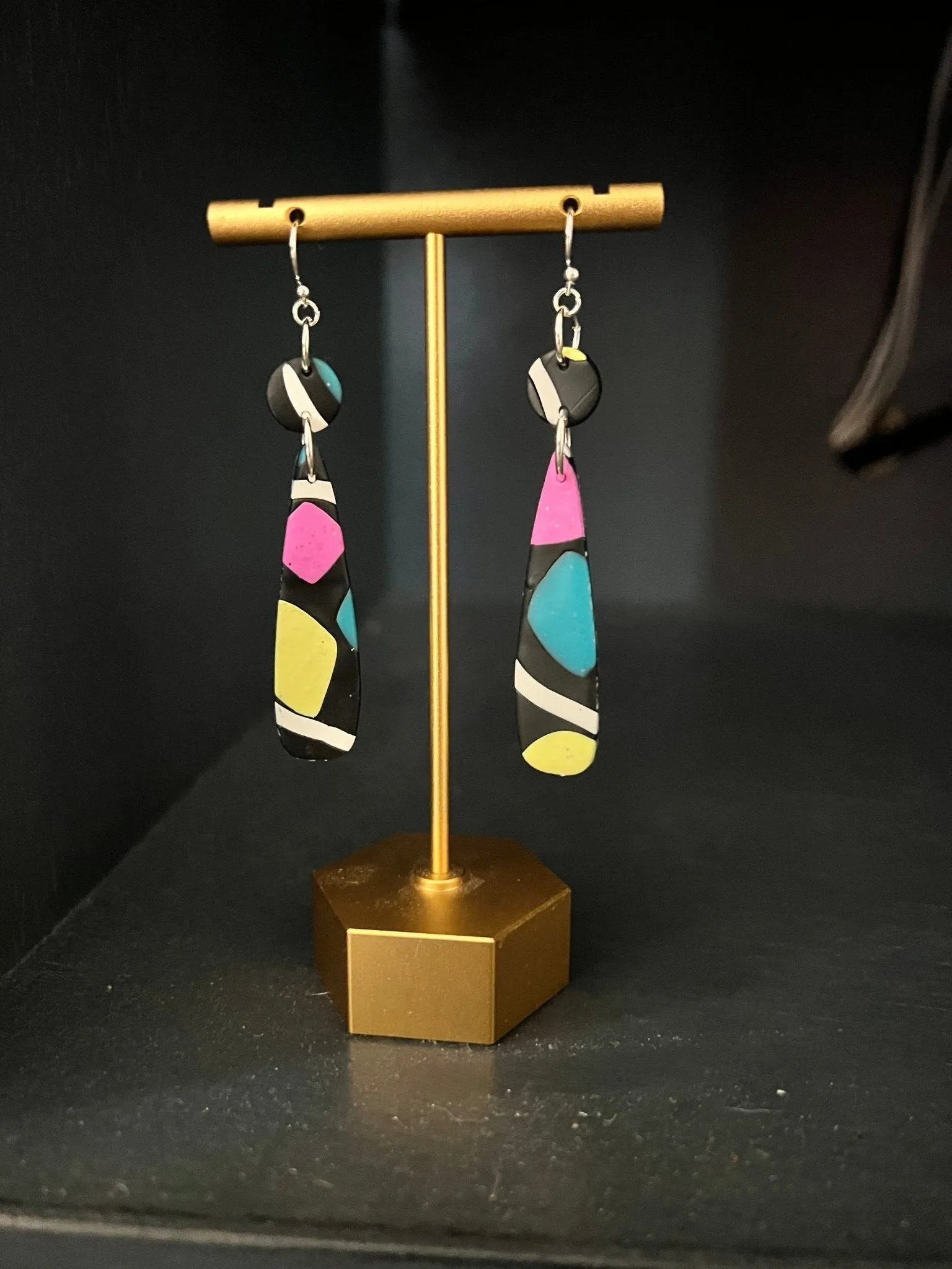 90s clay elongated teardrop earrings