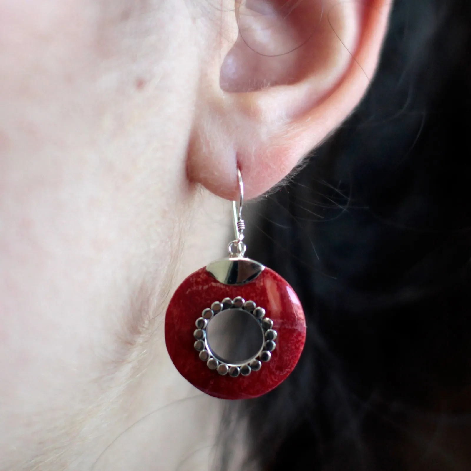 925 Silver Earrings - Handmade Do-nuts from Bali