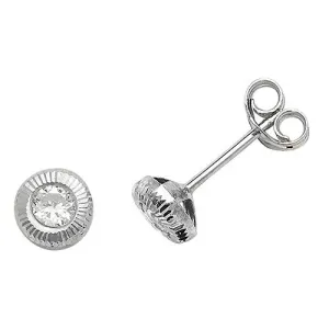 9ct White Gold Embedded CZ Stud Earrings