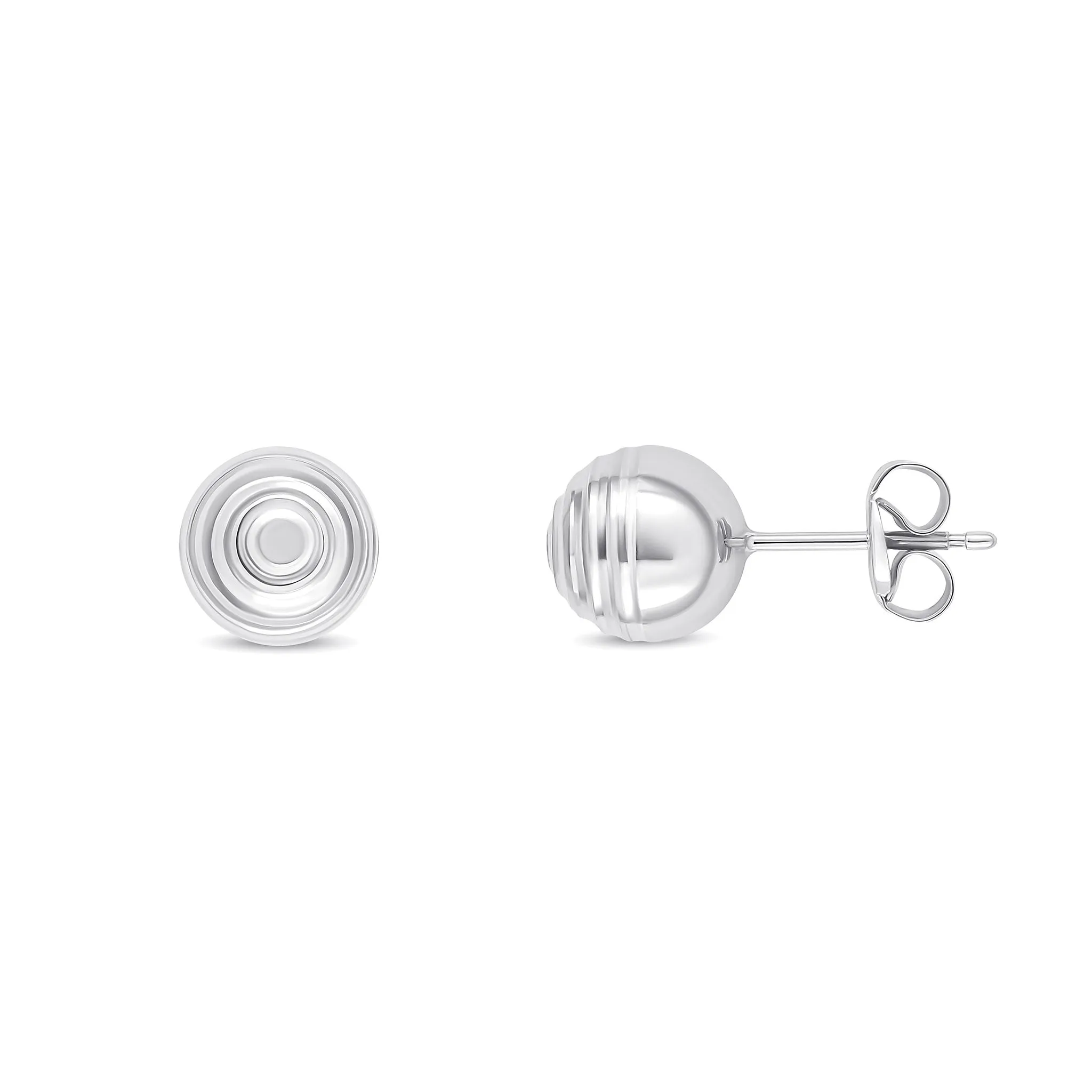 9K White Gold 7mm Ripple Ball Stud Earrings