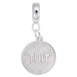 A Round Tuit Charm Dangle Bead In Sterling Silver