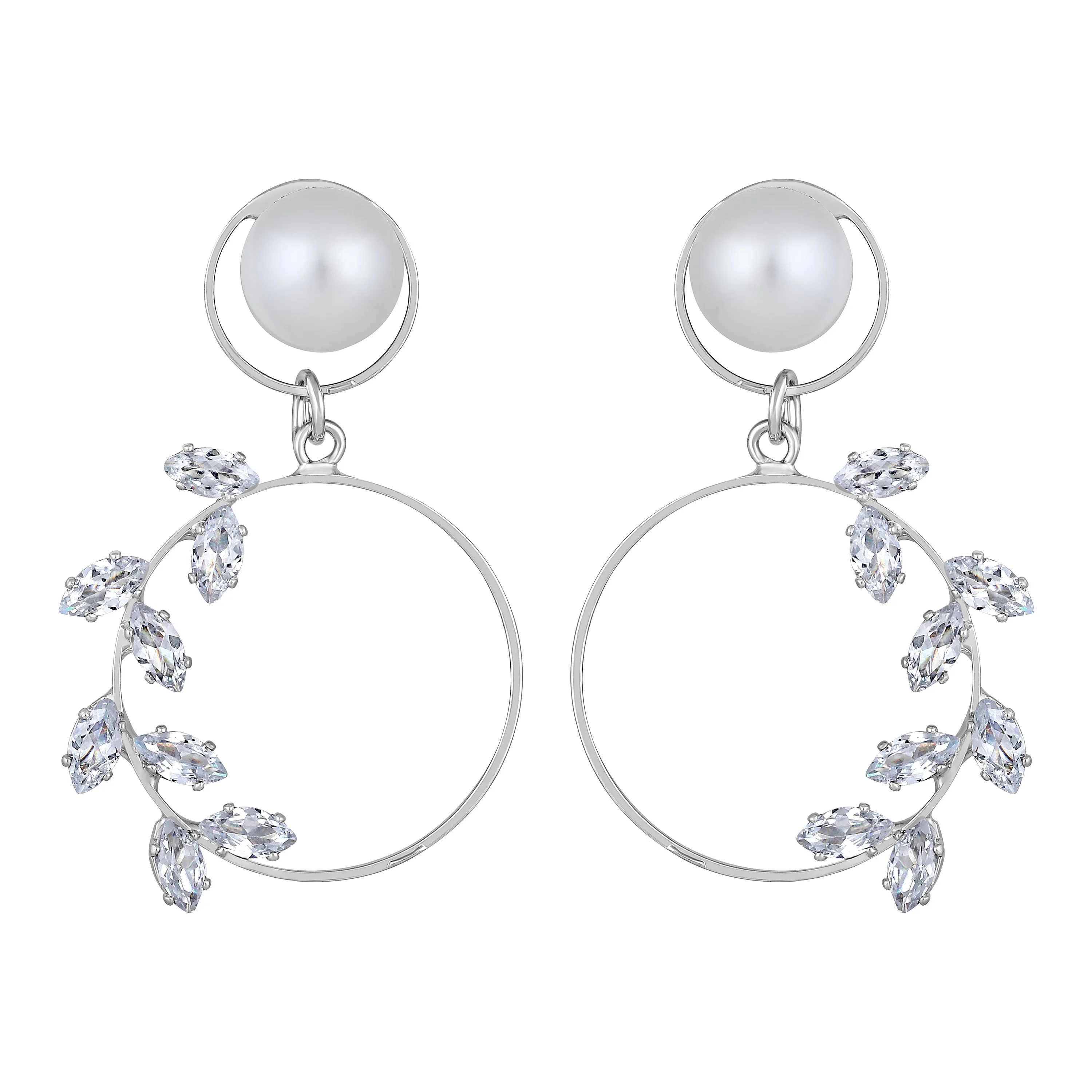 AD Stone & Artificial Pearl detachable Stud Dangler Earring