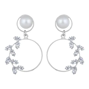 AD Stone & Artificial Pearl detachable Stud Dangler Earring