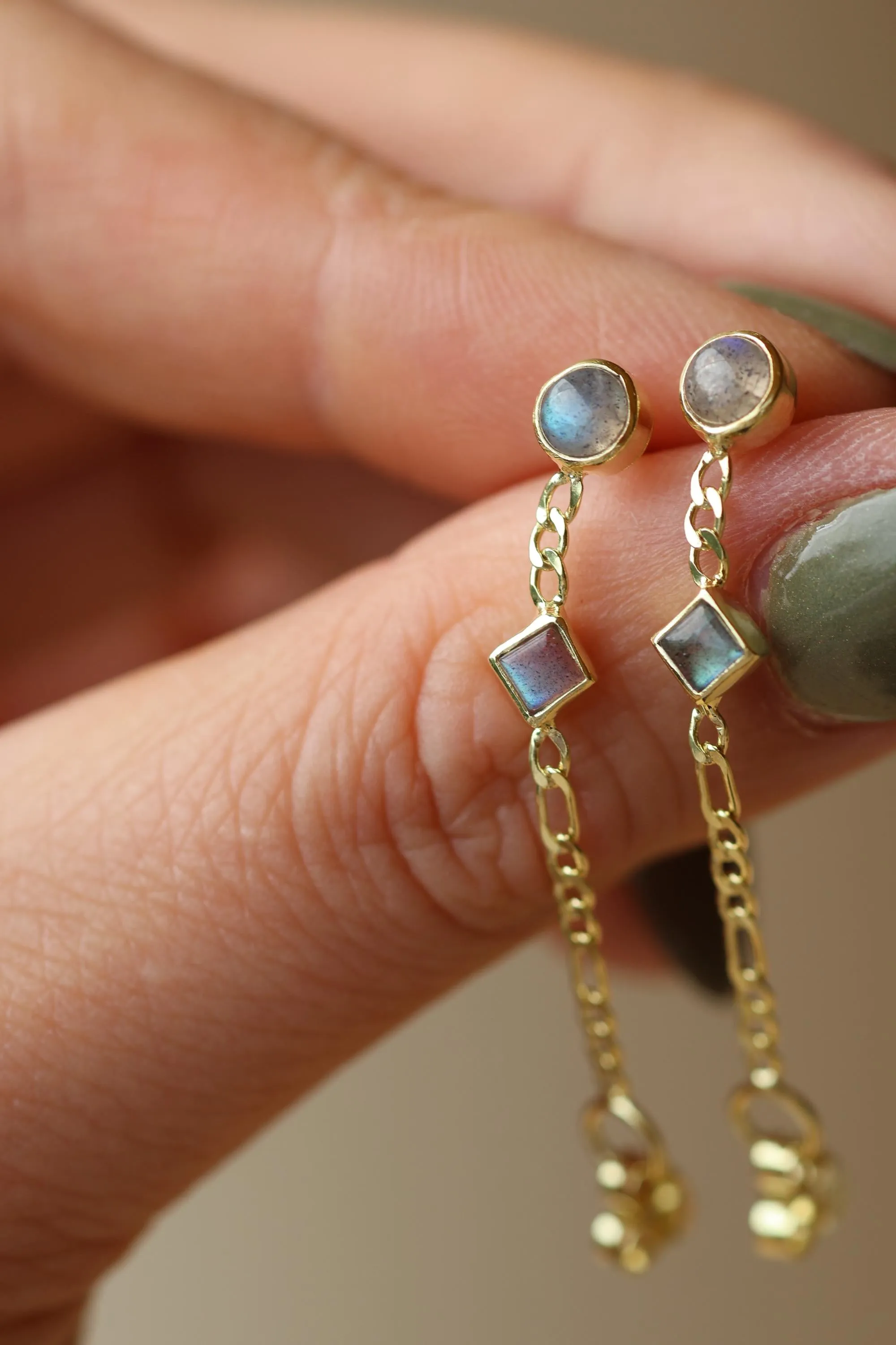 Ada Gold Labradorite Studs