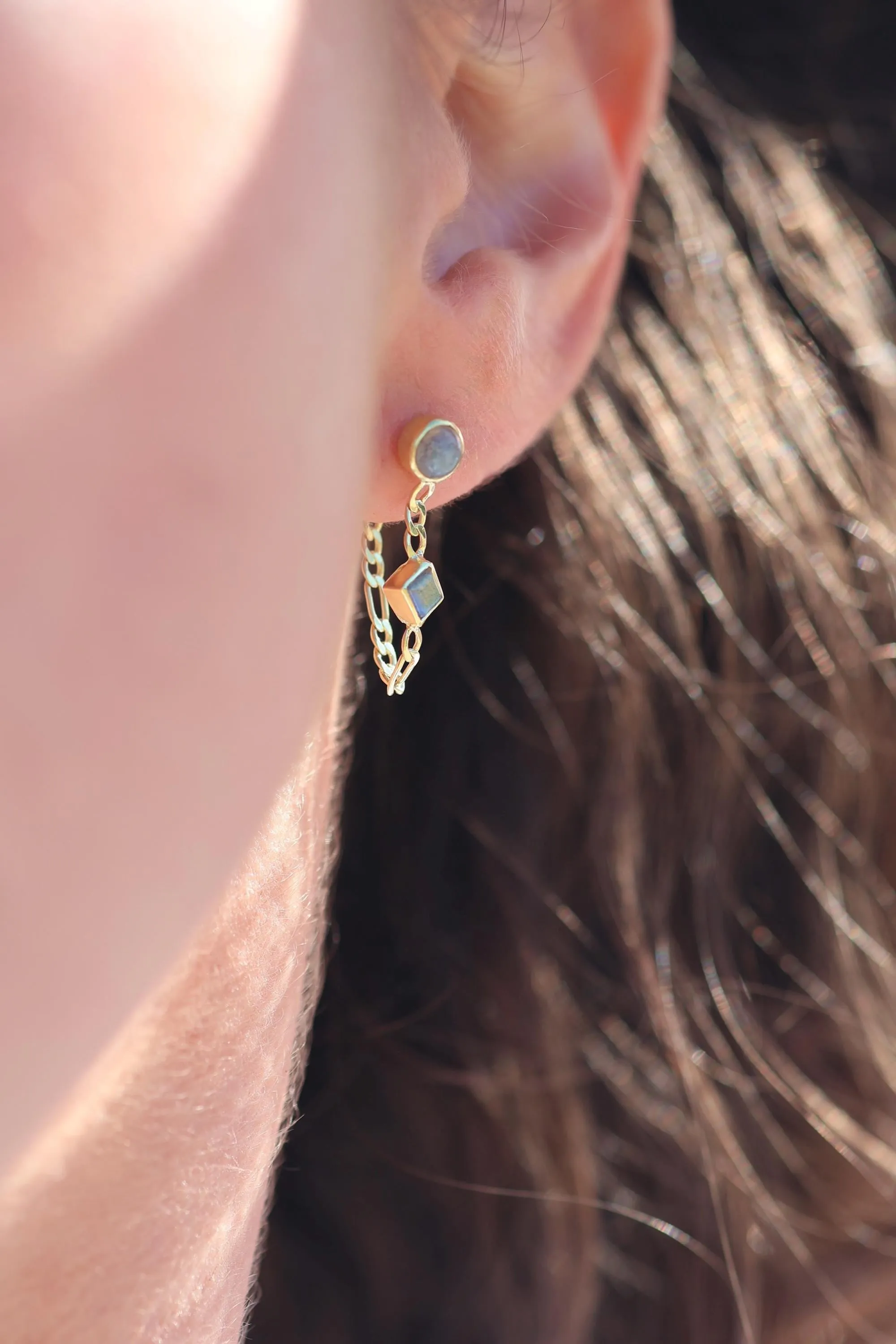 Ada Gold Labradorite Studs