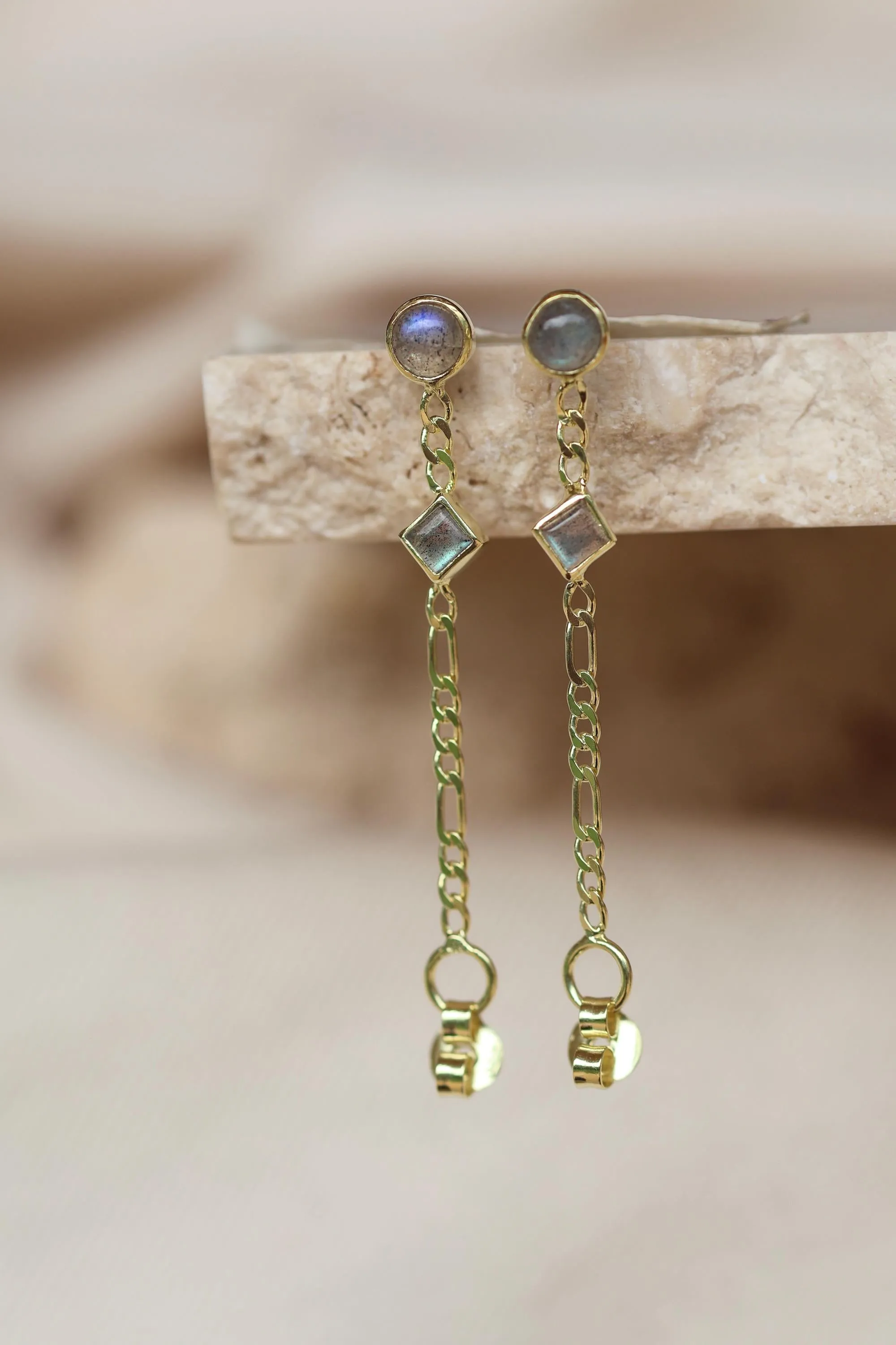 Ada Gold Labradorite Studs