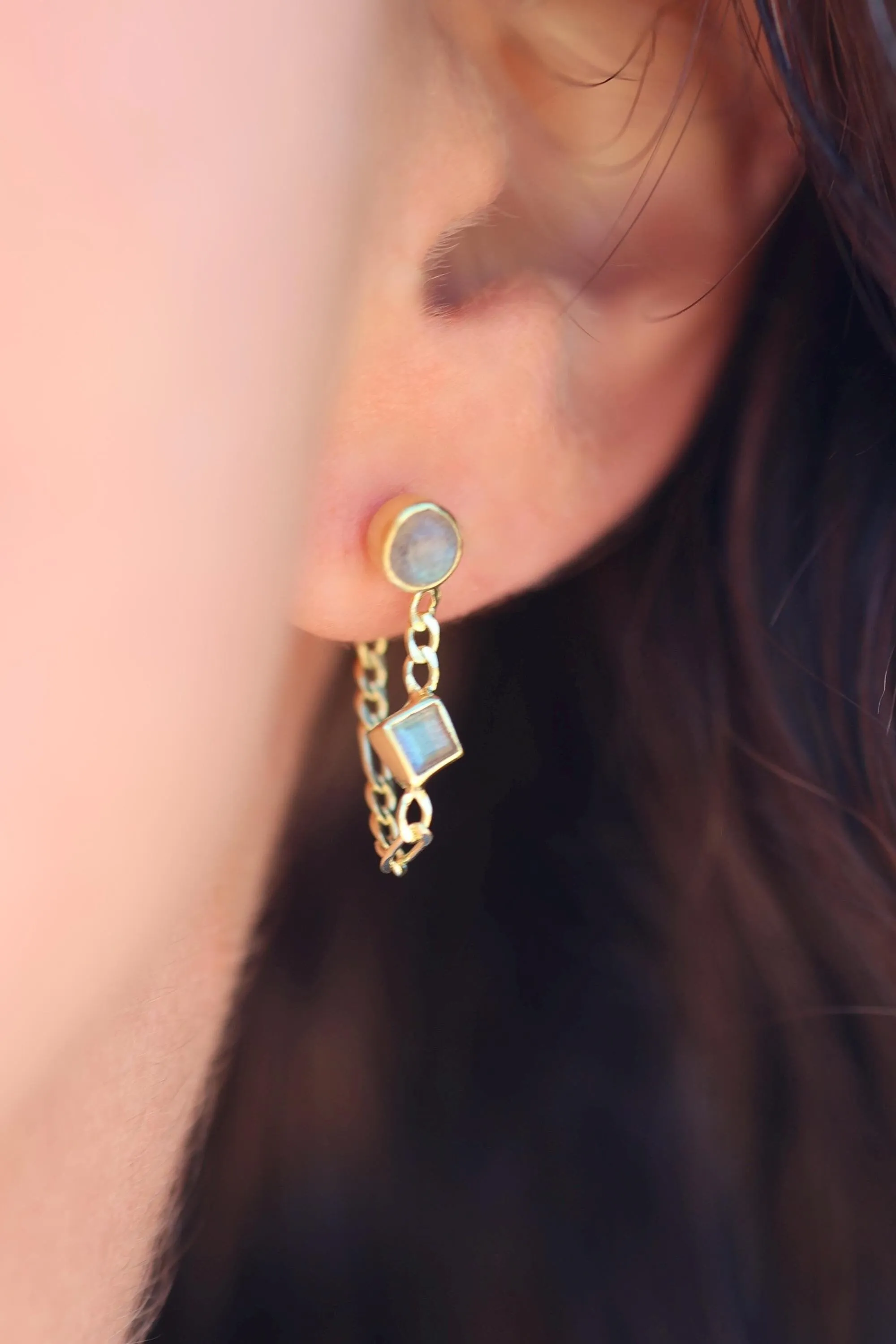 Ada Gold Labradorite Studs