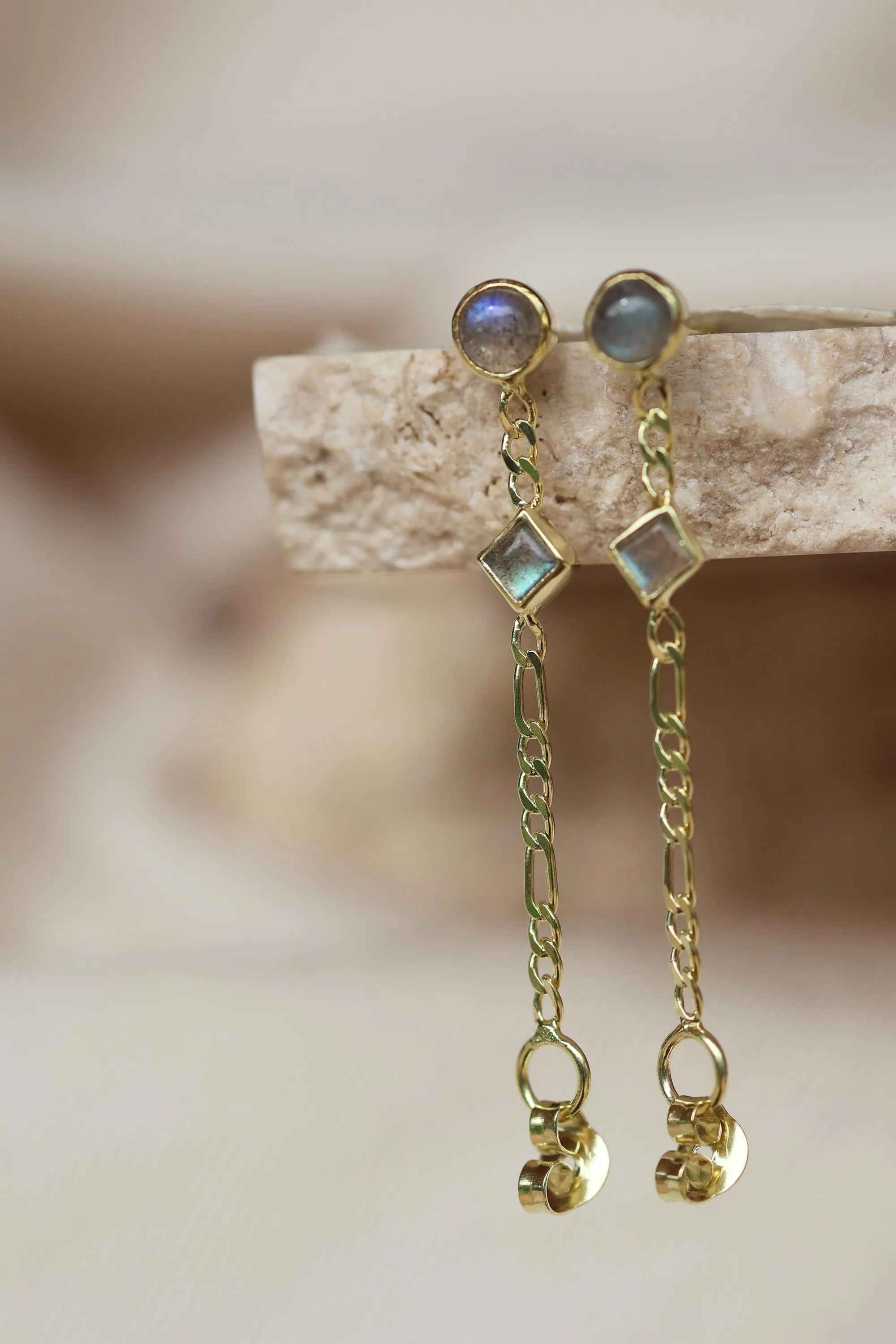 Ada Gold Labradorite Studs