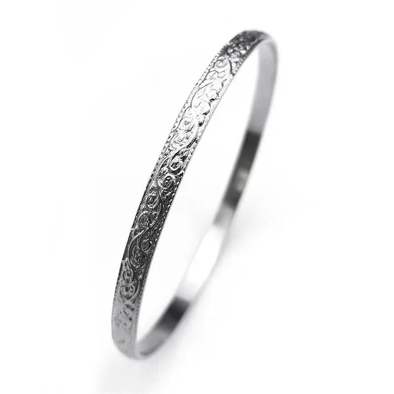 Aesthetic Bracelets & Bangles Stainless Steel Silver Color Trendy Bangle