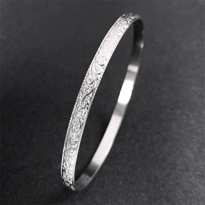 Aesthetic Bracelets & Bangles Stainless Steel Silver Color Trendy Bangle
