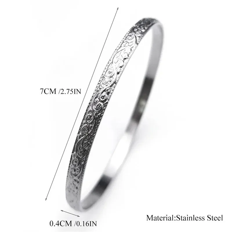 Aesthetic Bracelets & Bangles Stainless Steel Silver Color Trendy Bangle