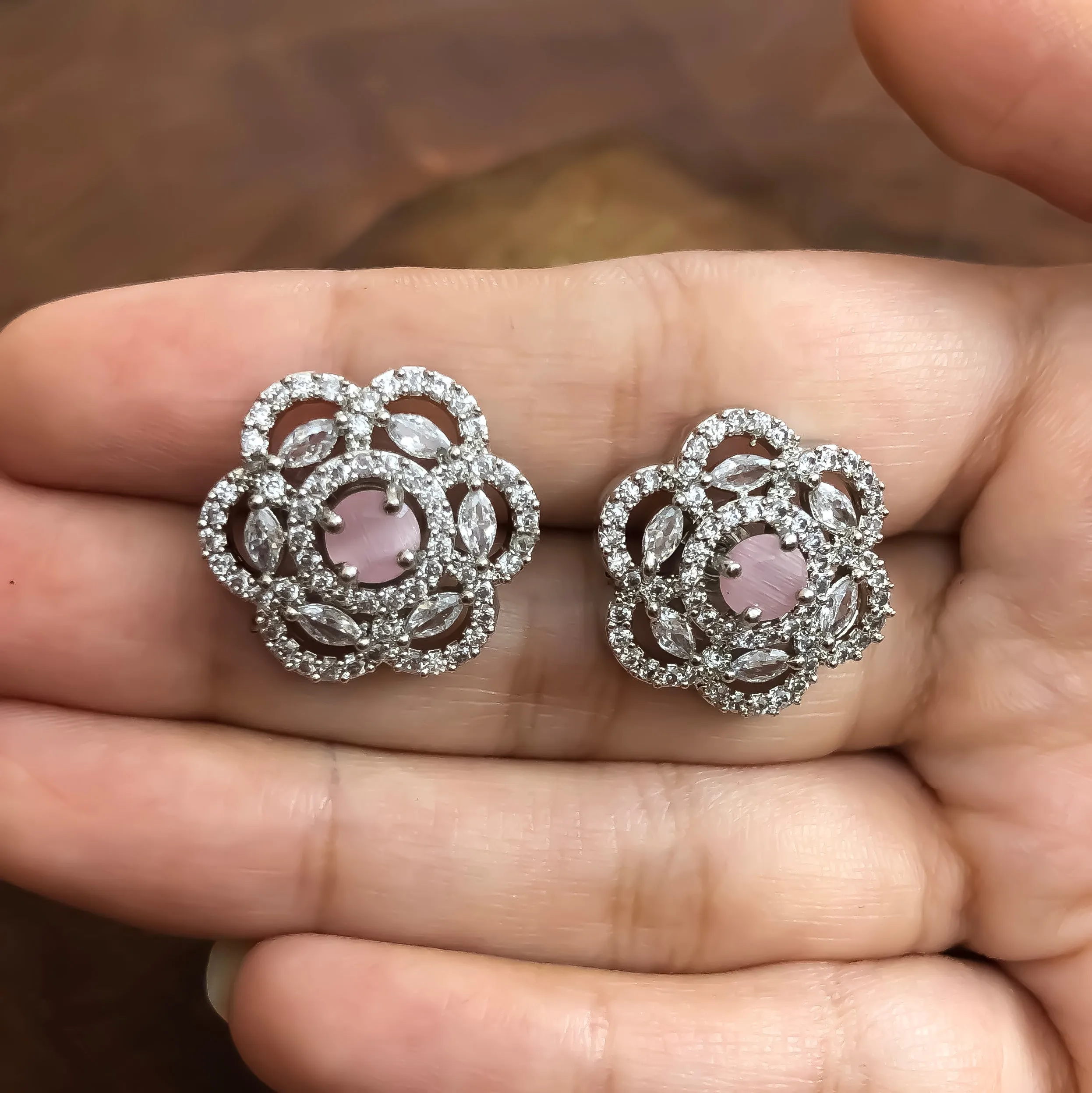 American Diamond Studs with Stone (E753)
