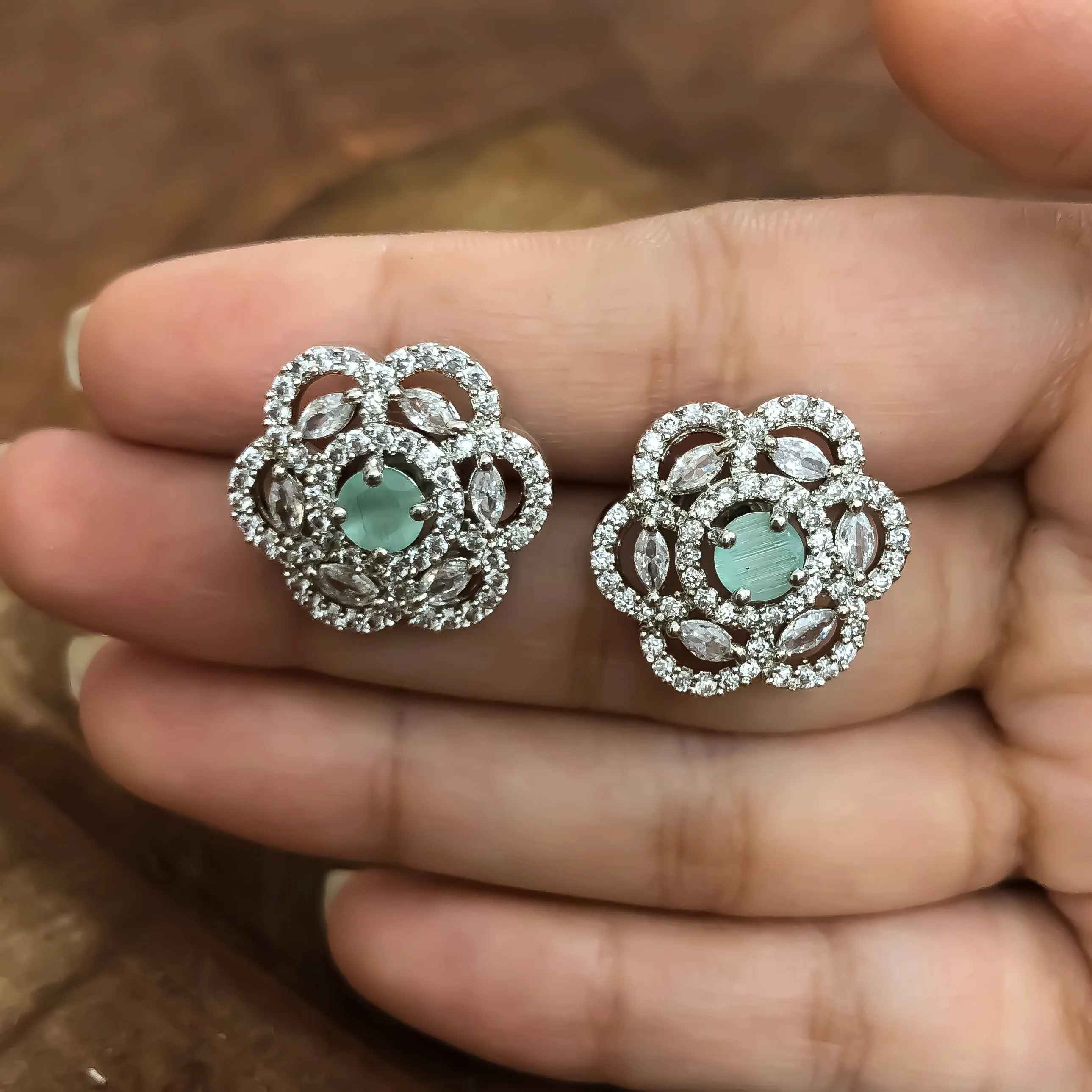 American Diamond Studs with Stone (E753)
