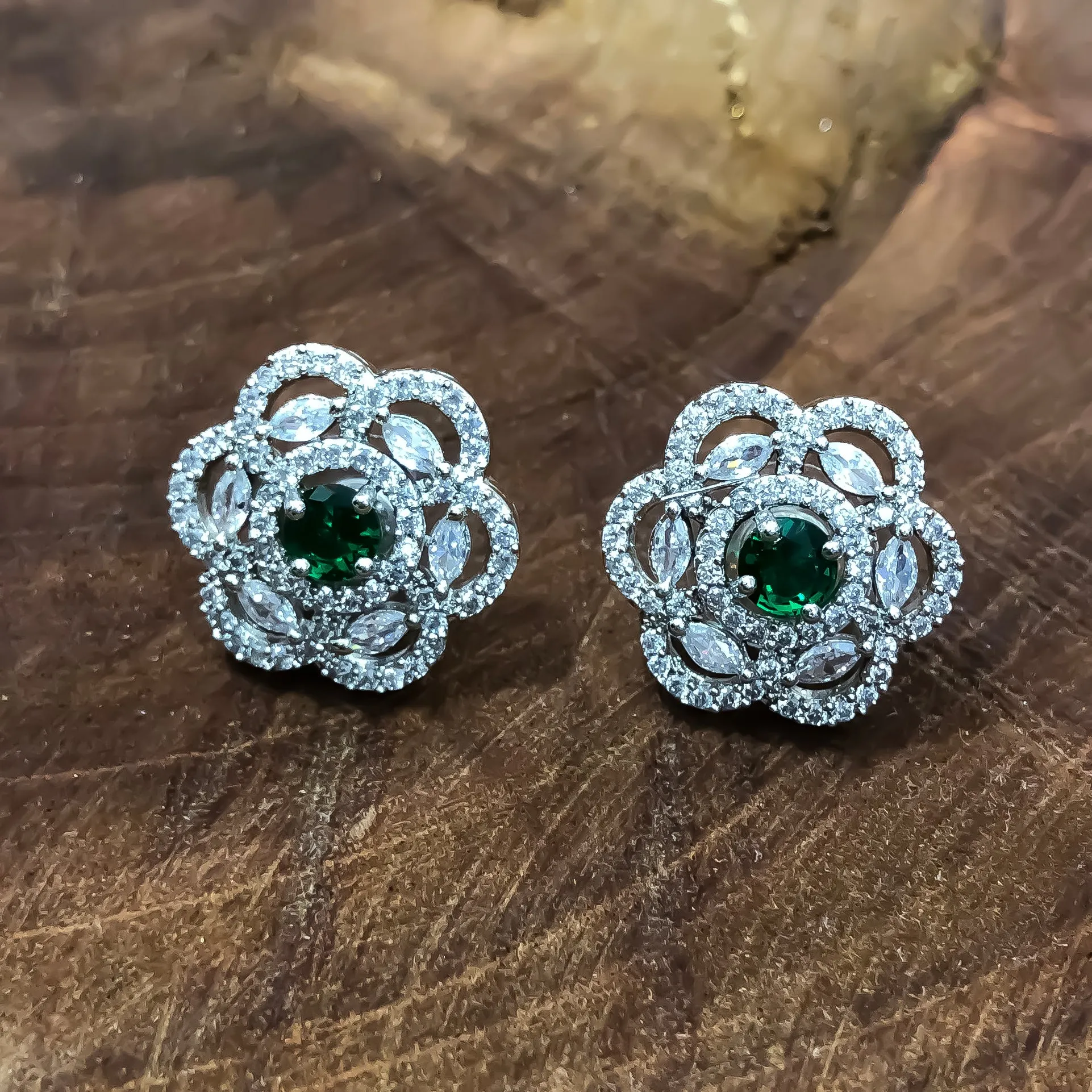 American Diamond Studs with Stone (E753)