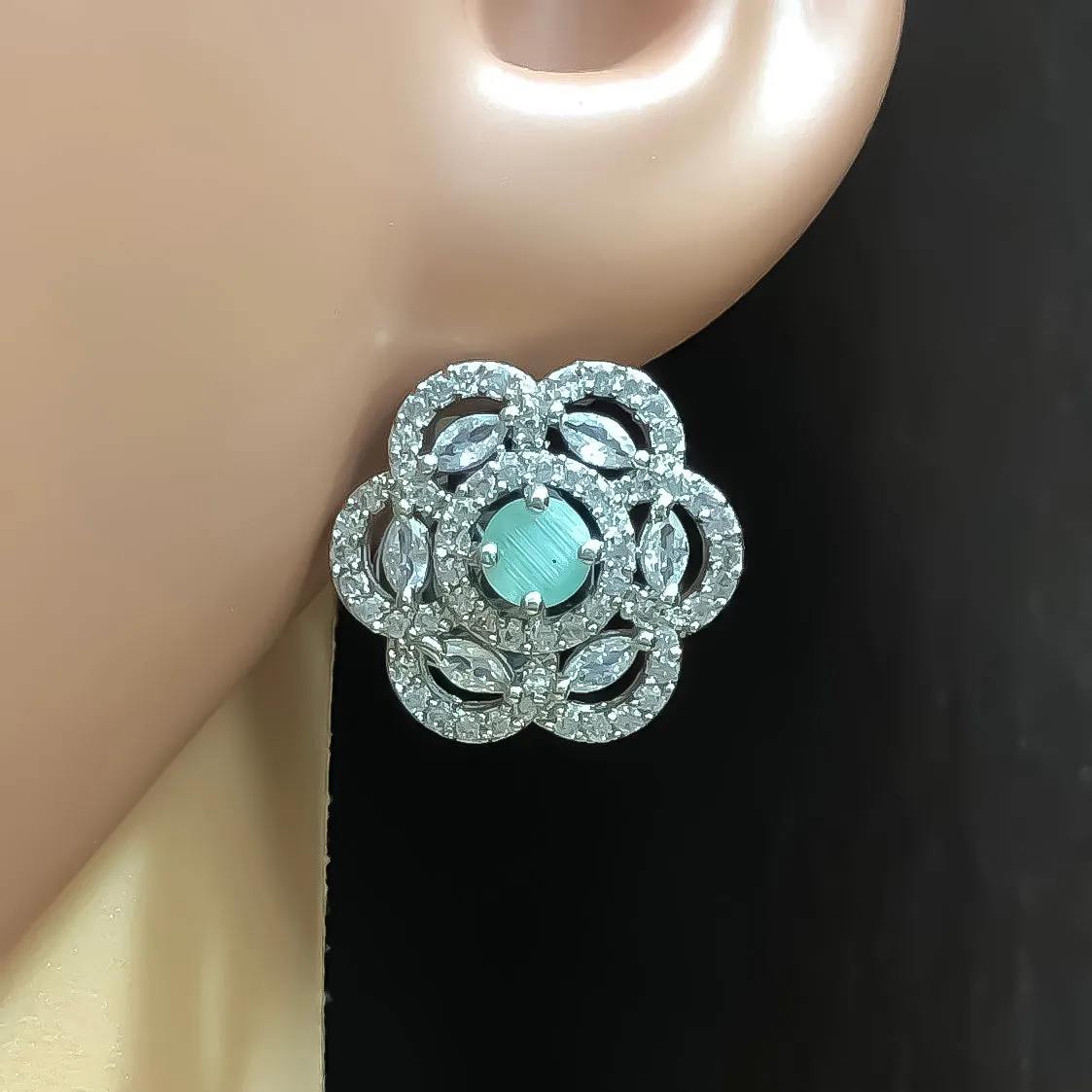 American Diamond Studs with Stone (E753)