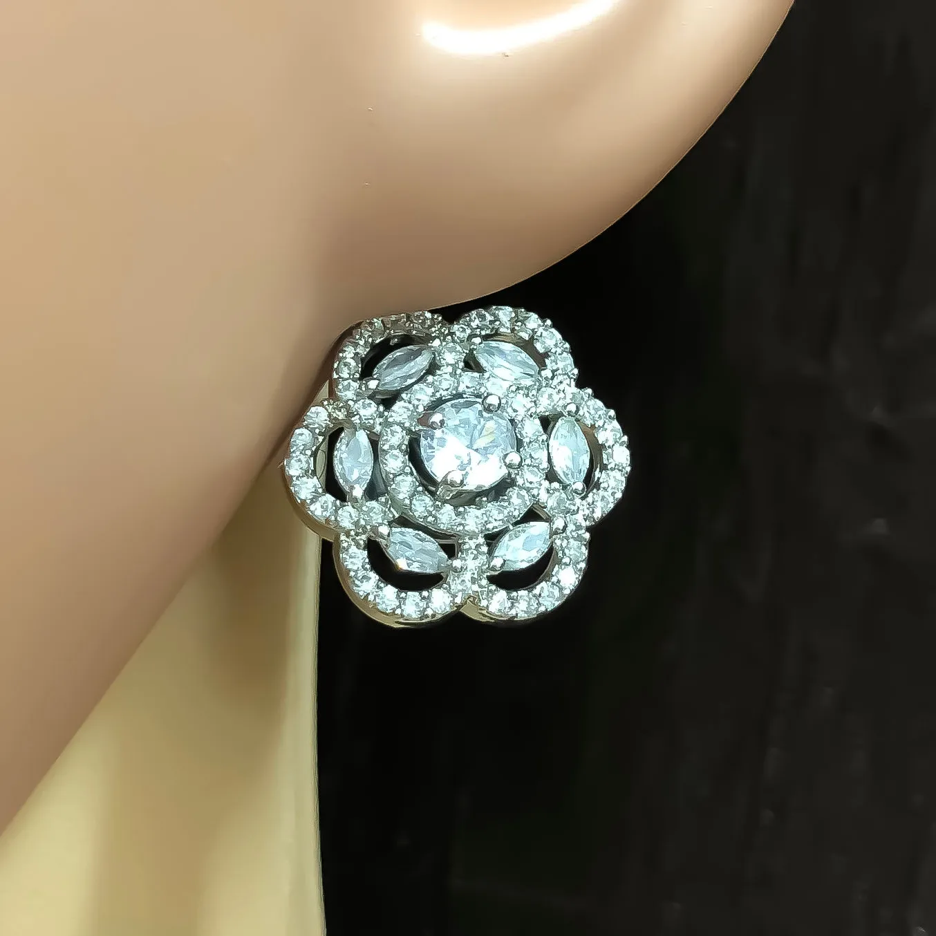 American Diamond Studs with Stone (E753)