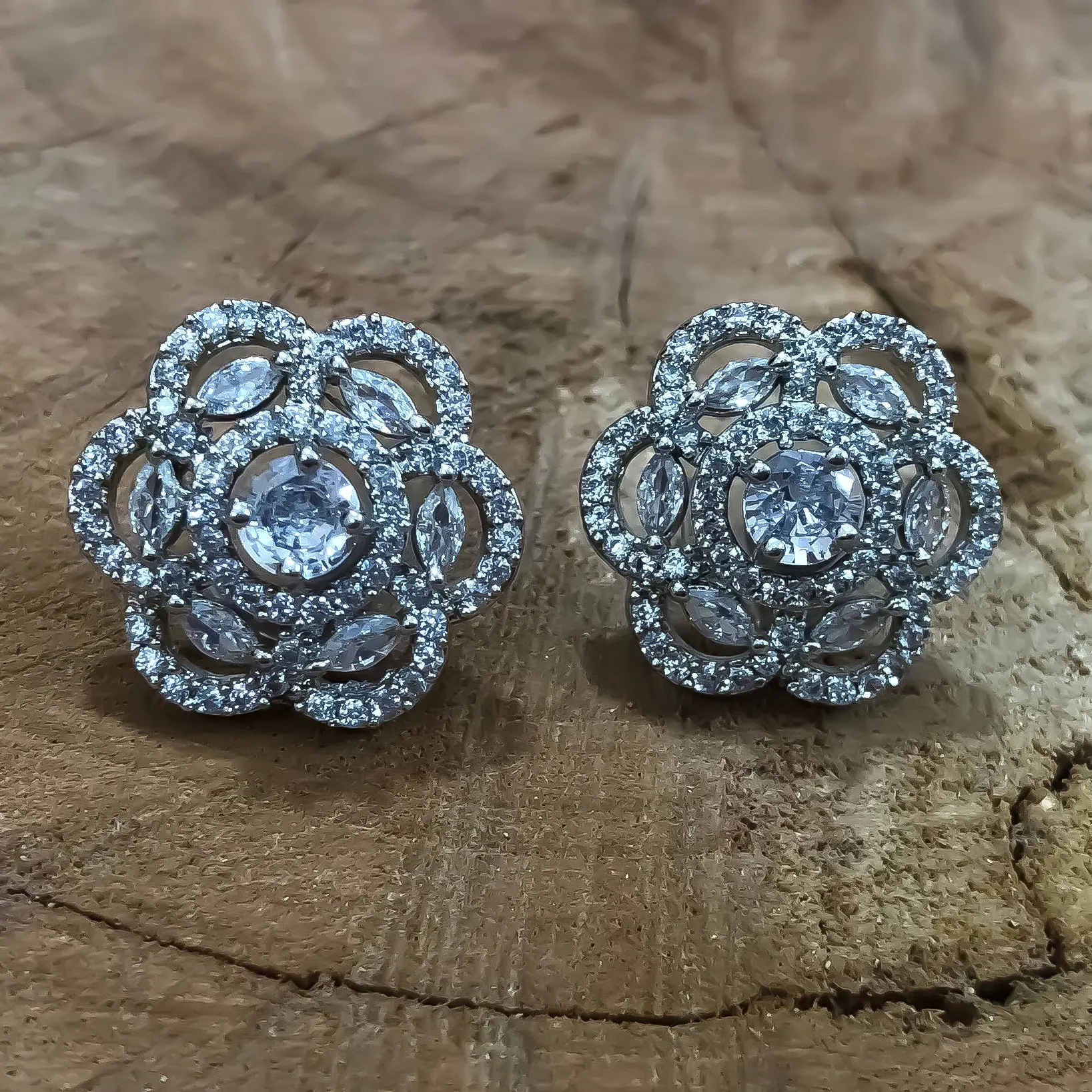 American Diamond Studs with Stone (E753)