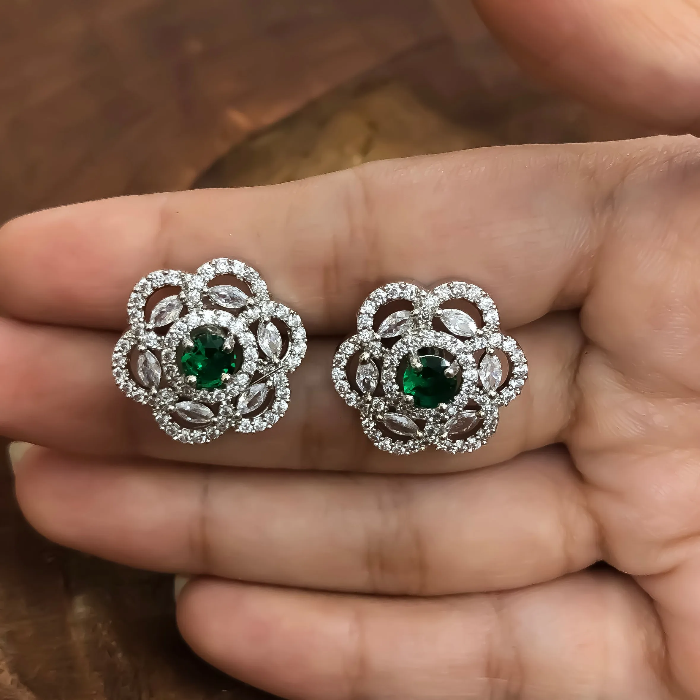American Diamond Studs with Stone (E753)