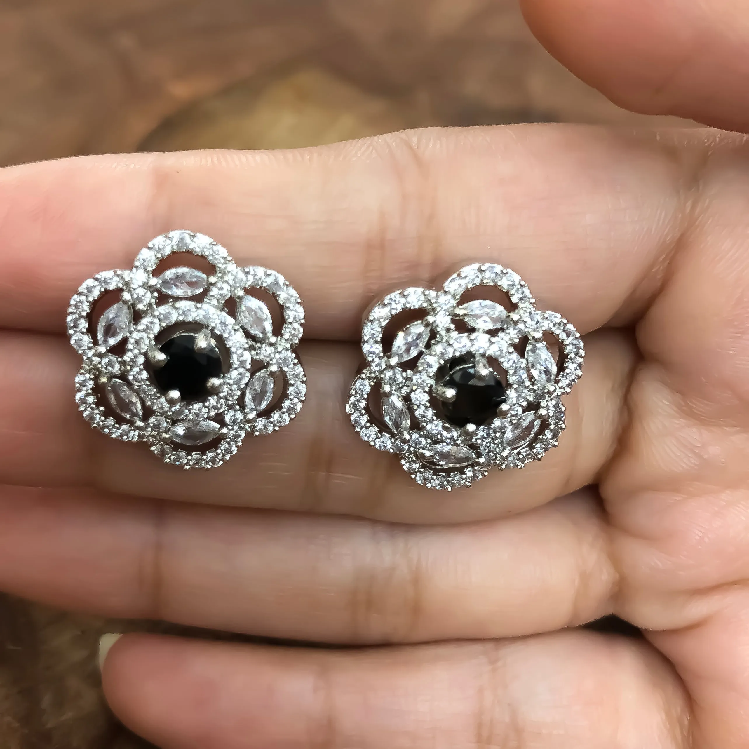 American Diamond Studs with Stone (E753)