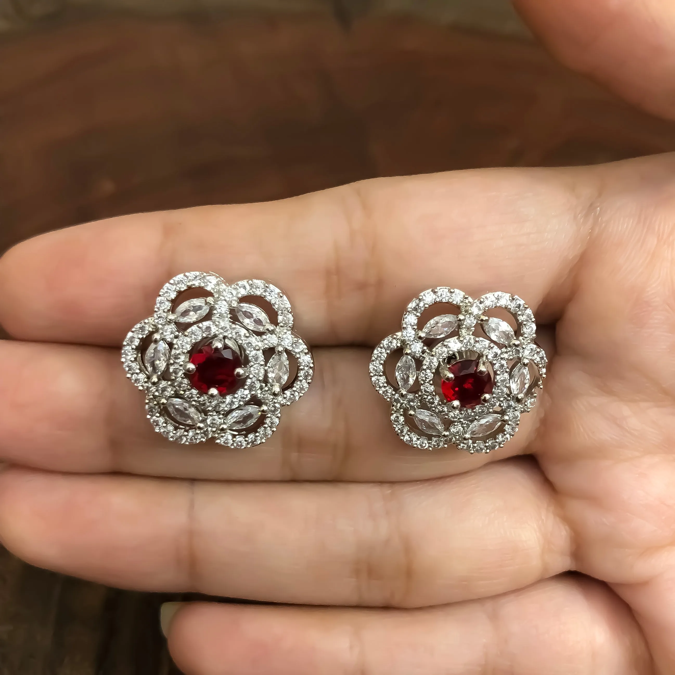 American Diamond Studs with Stone (E753)