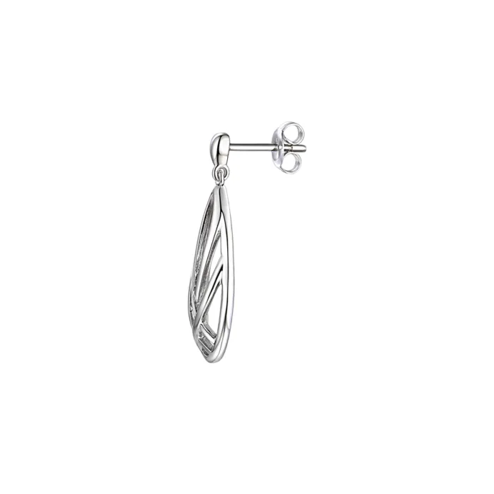 Amore Argento Sterling Silver Teardrop Lattice Drop Earrings