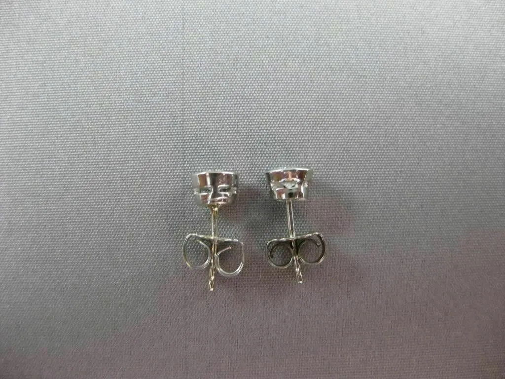 ANTIQUE .63CT ROUND BEZEL DIAMOND 14KT WHITE GOLD STUD EARRINGS 5mm UNIQUE #7837
