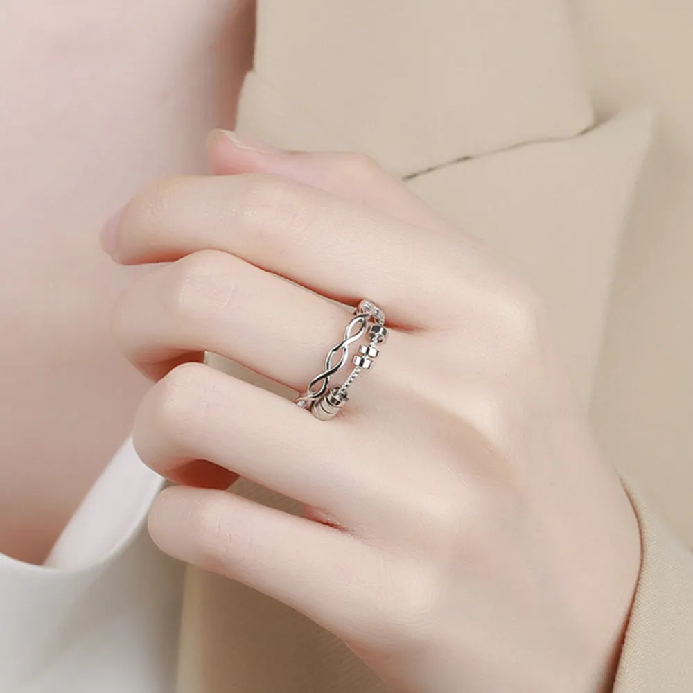 Anxiety Ring for Women Men Fidget Rings for Anxiety Spinning Bead Adjustable Rotating Ring
