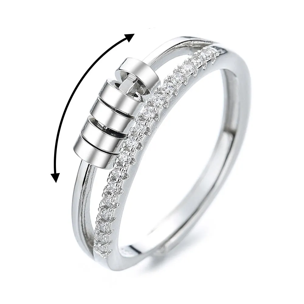 Anxiety Ring for Women Men Fidget Rings for Anxiety Spinning Bead Adjustable Rotating Ring