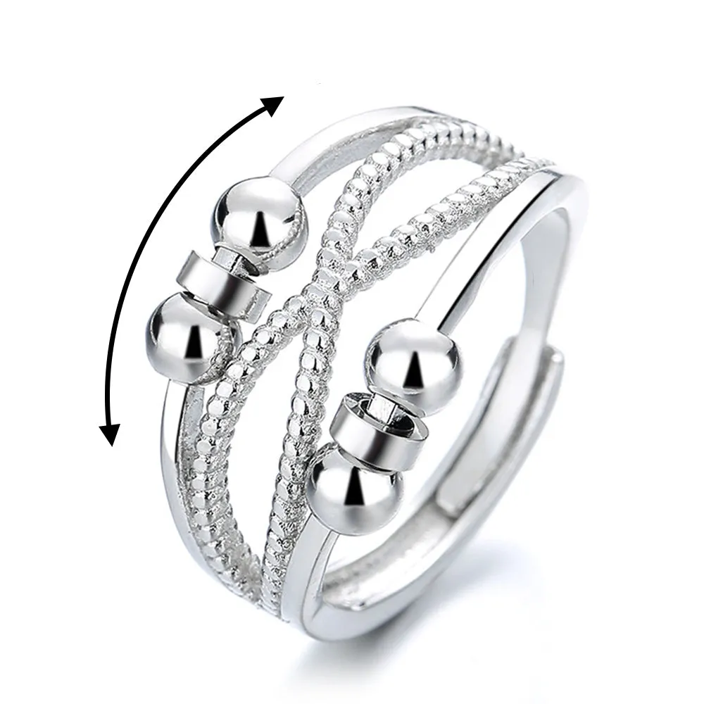 Anxiety Ring for Women Men Fidget Rings for Anxiety Spinning Bead Adjustable Rotating Ring