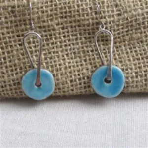 Aqua Raku Glazed Handmade Earrings