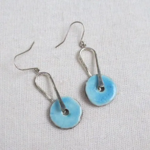 Aqua Raku Glazed Handmade Earrings