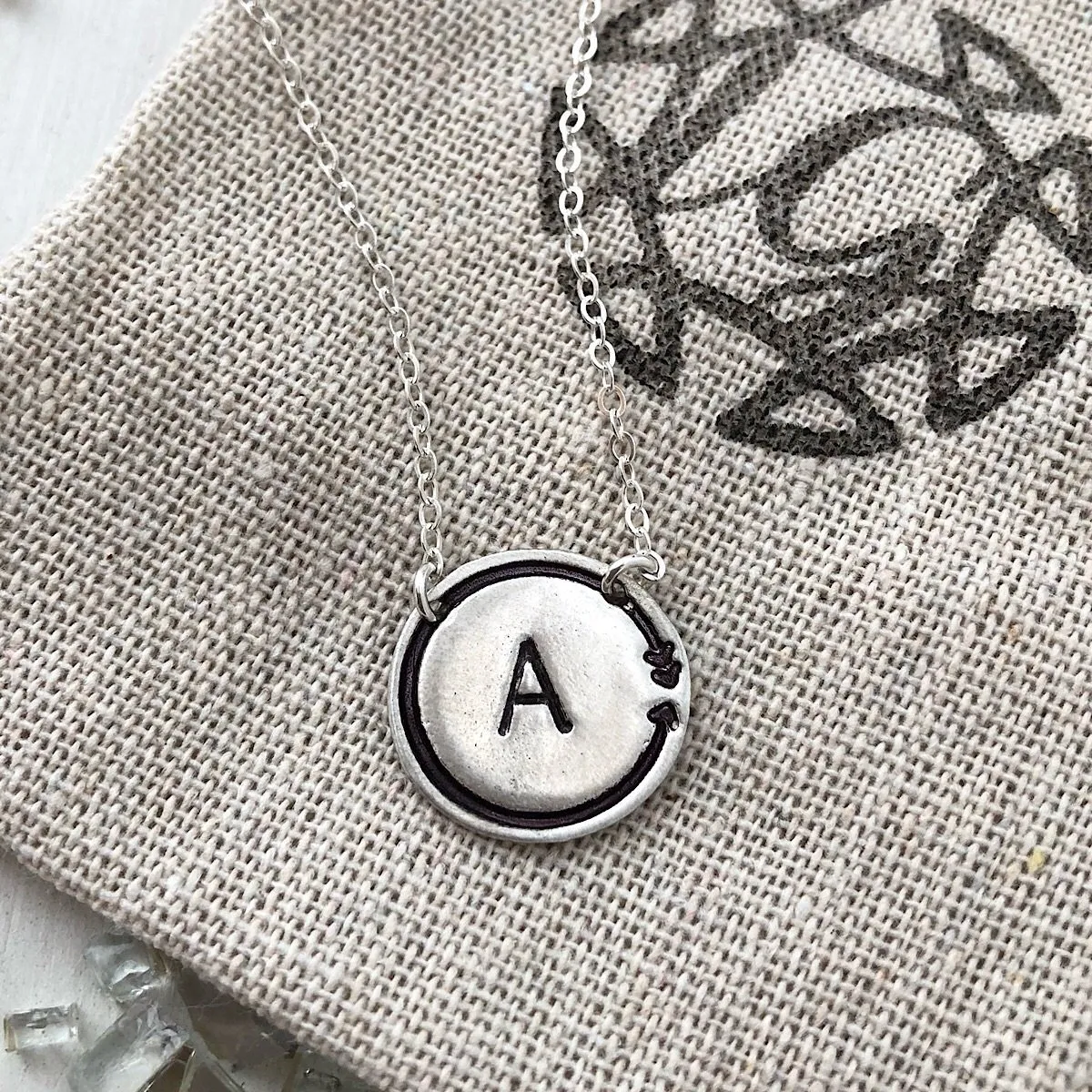 Arrow Coin Initial Necklace