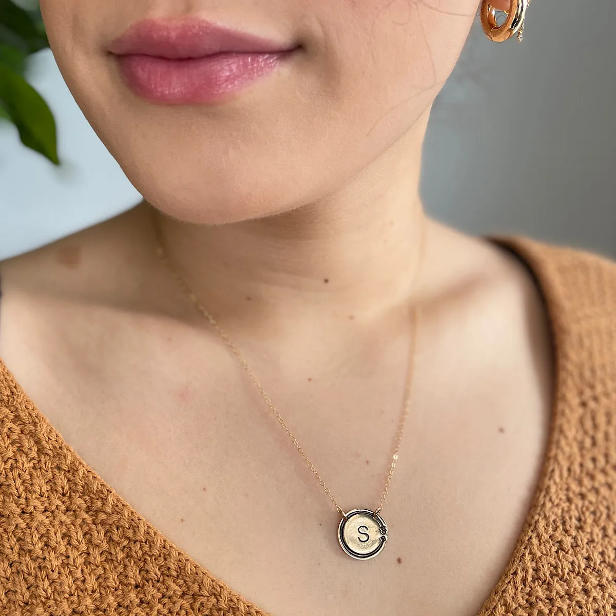 Arrow Coin Initial Necklace