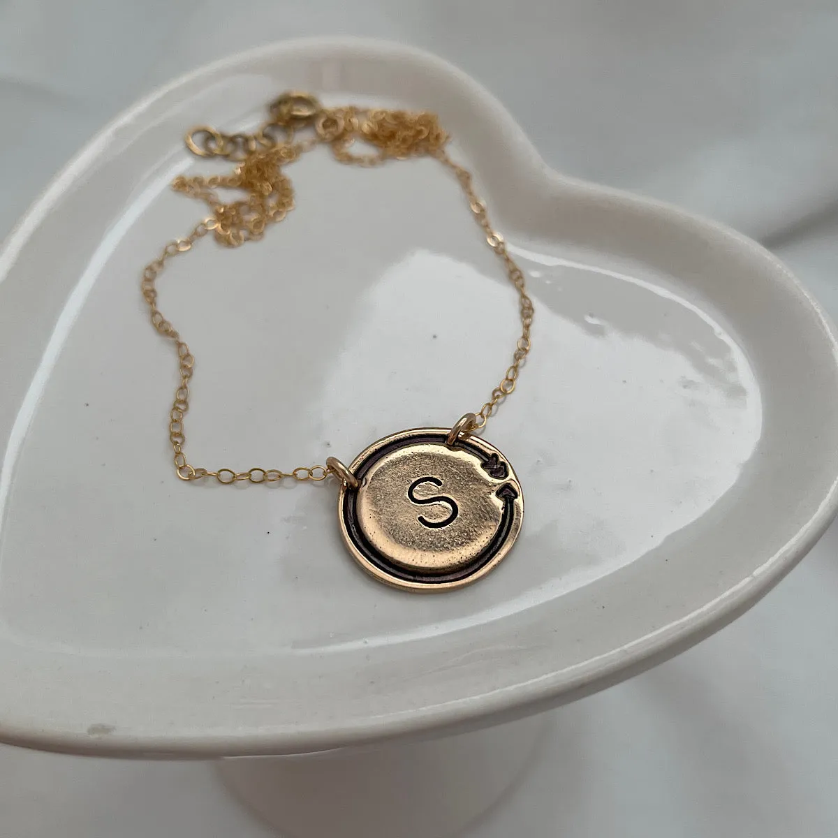 Arrow Coin Initial Necklace