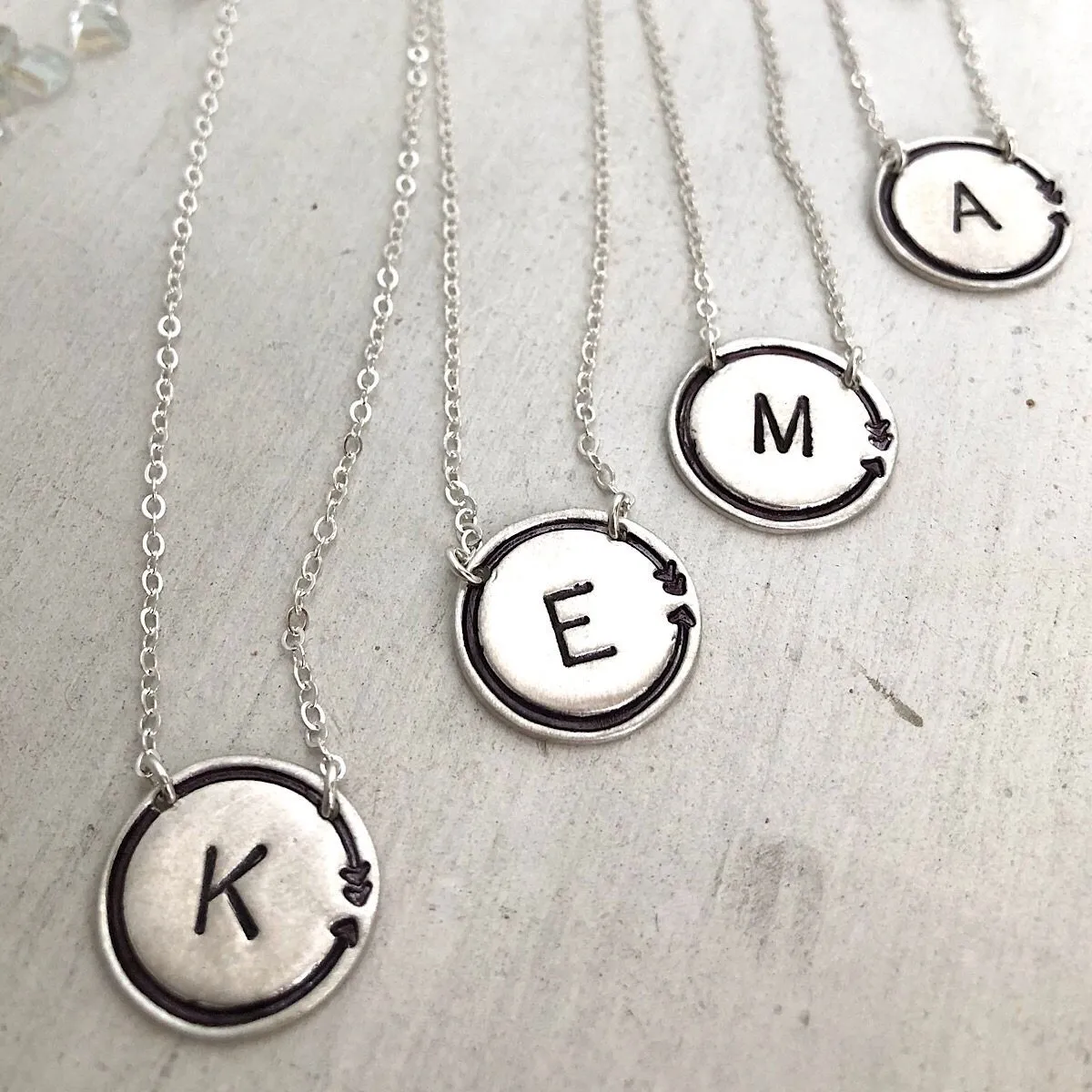 Arrow Coin Initial Necklace