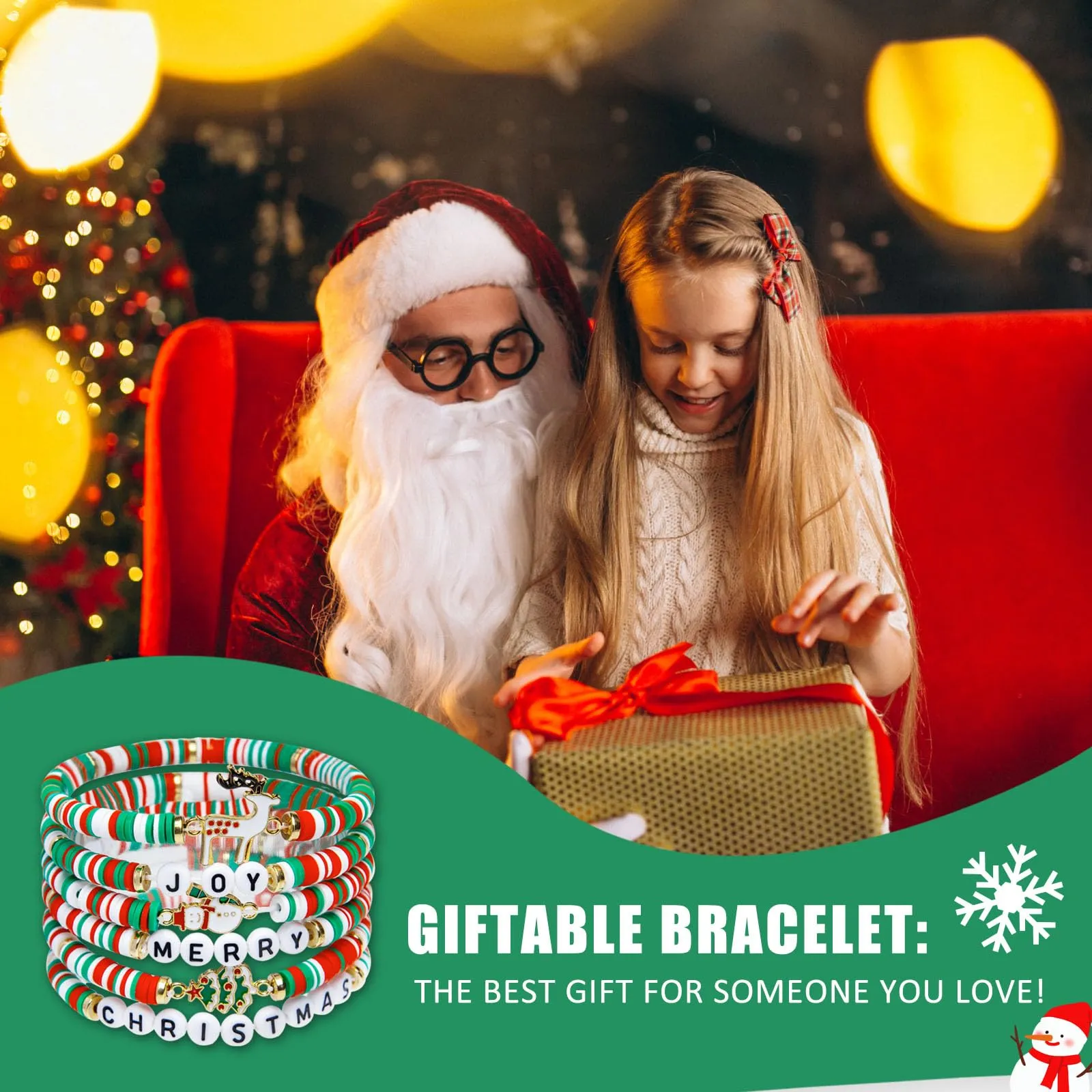 Artlunar 6 Pack Cute Xmas Bracelets for Women Teen Girls as Party Gifts
