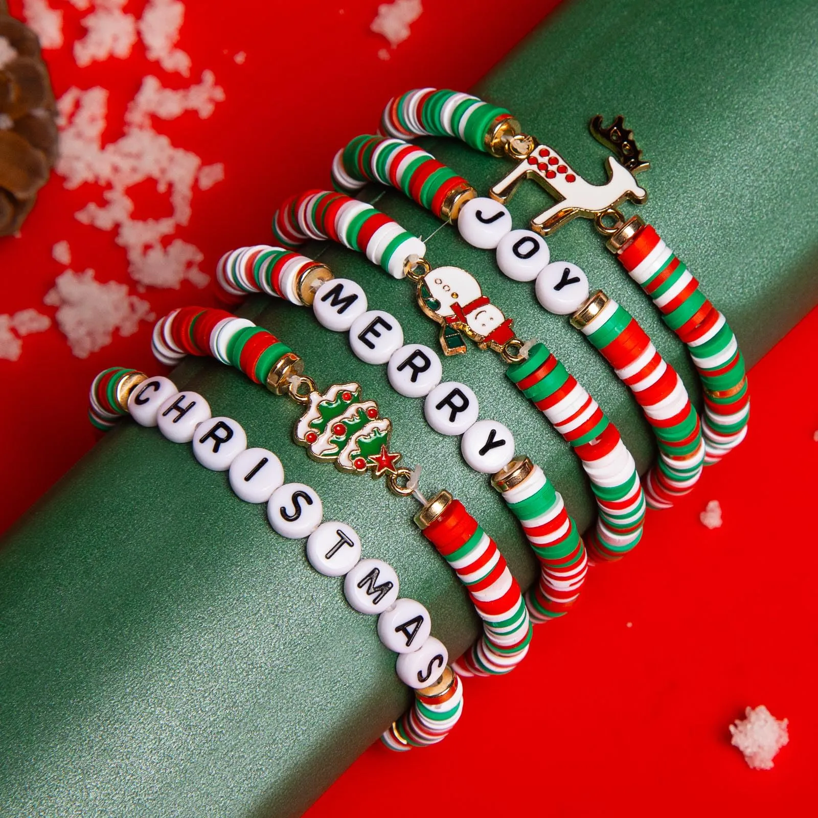Artlunar 6 Pack Cute Xmas Bracelets for Women Teen Girls as Party Gifts