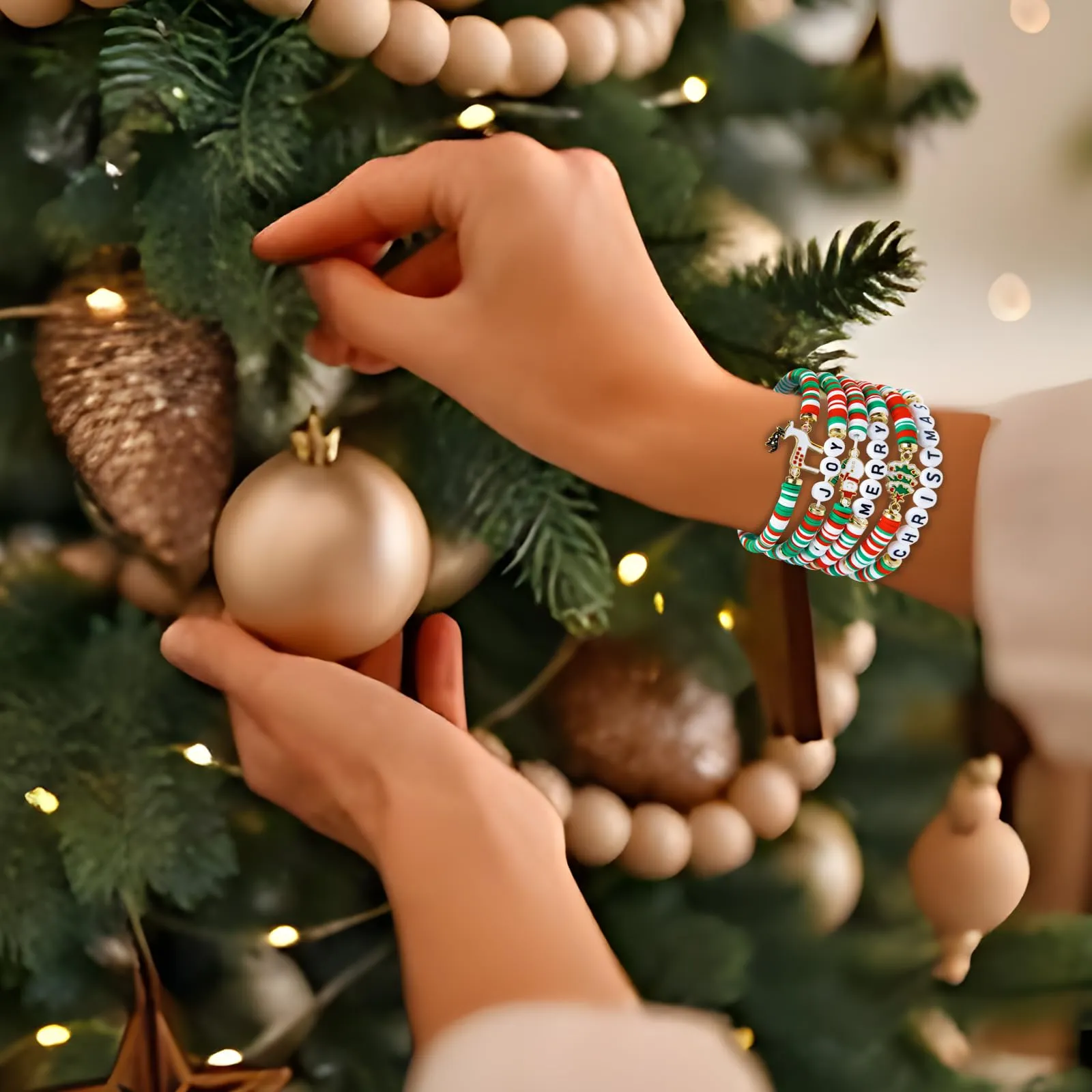 Artlunar 6 Pack Cute Xmas Bracelets for Women Teen Girls as Party Gifts