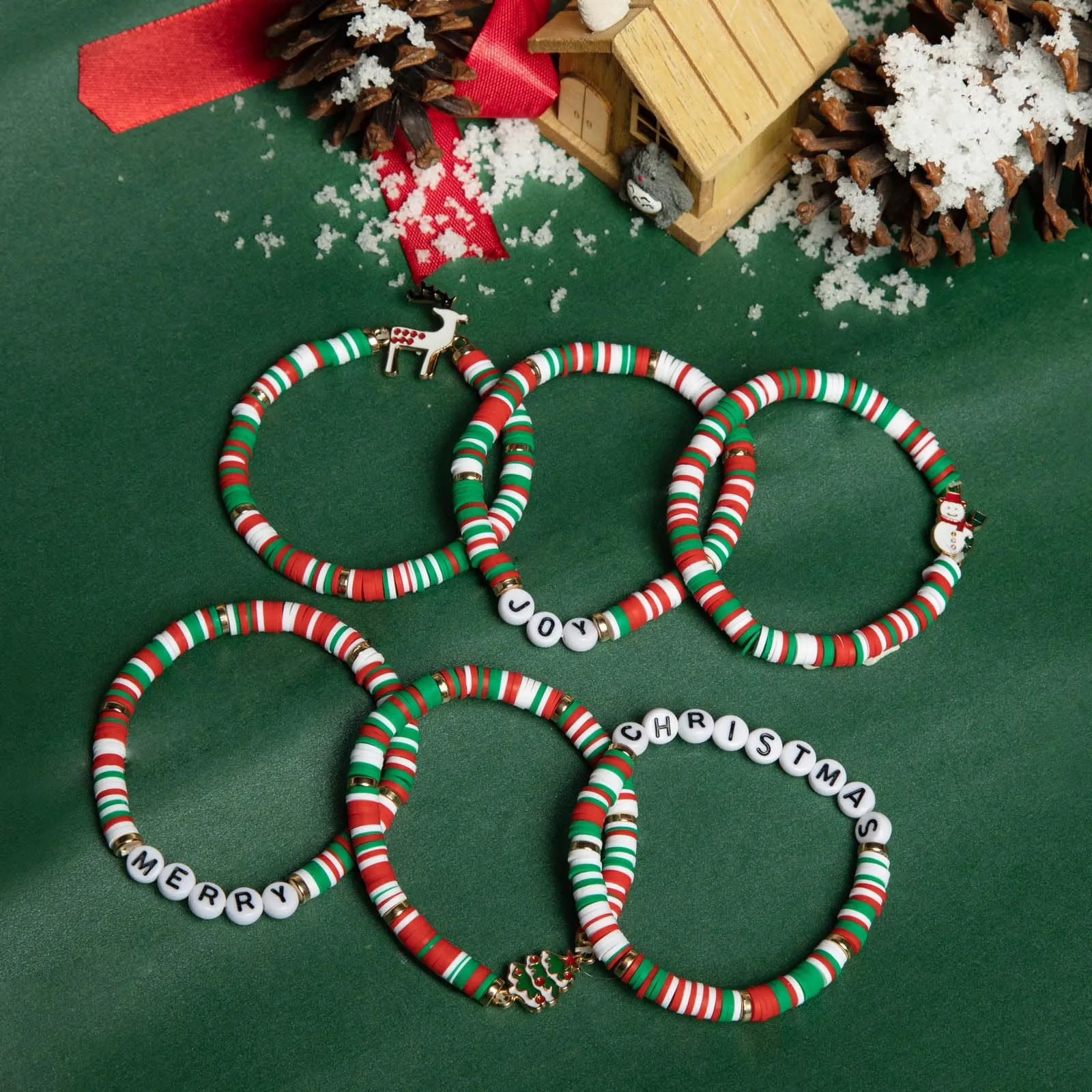 Artlunar 6 Pack Cute Xmas Bracelets for Women Teen Girls as Party Gifts