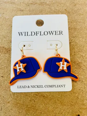 Astros Cap Earrings