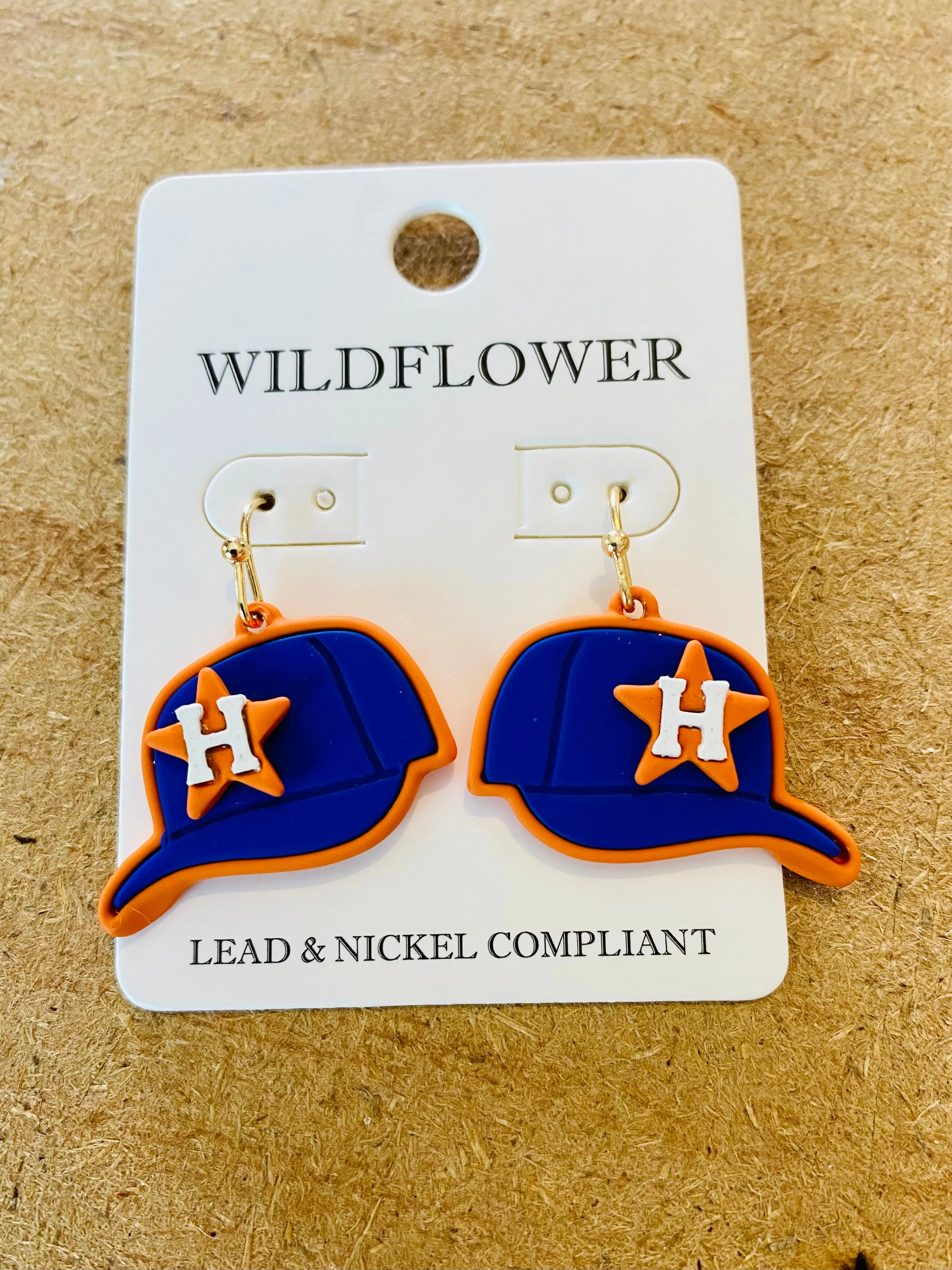 Astros Cap Earrings