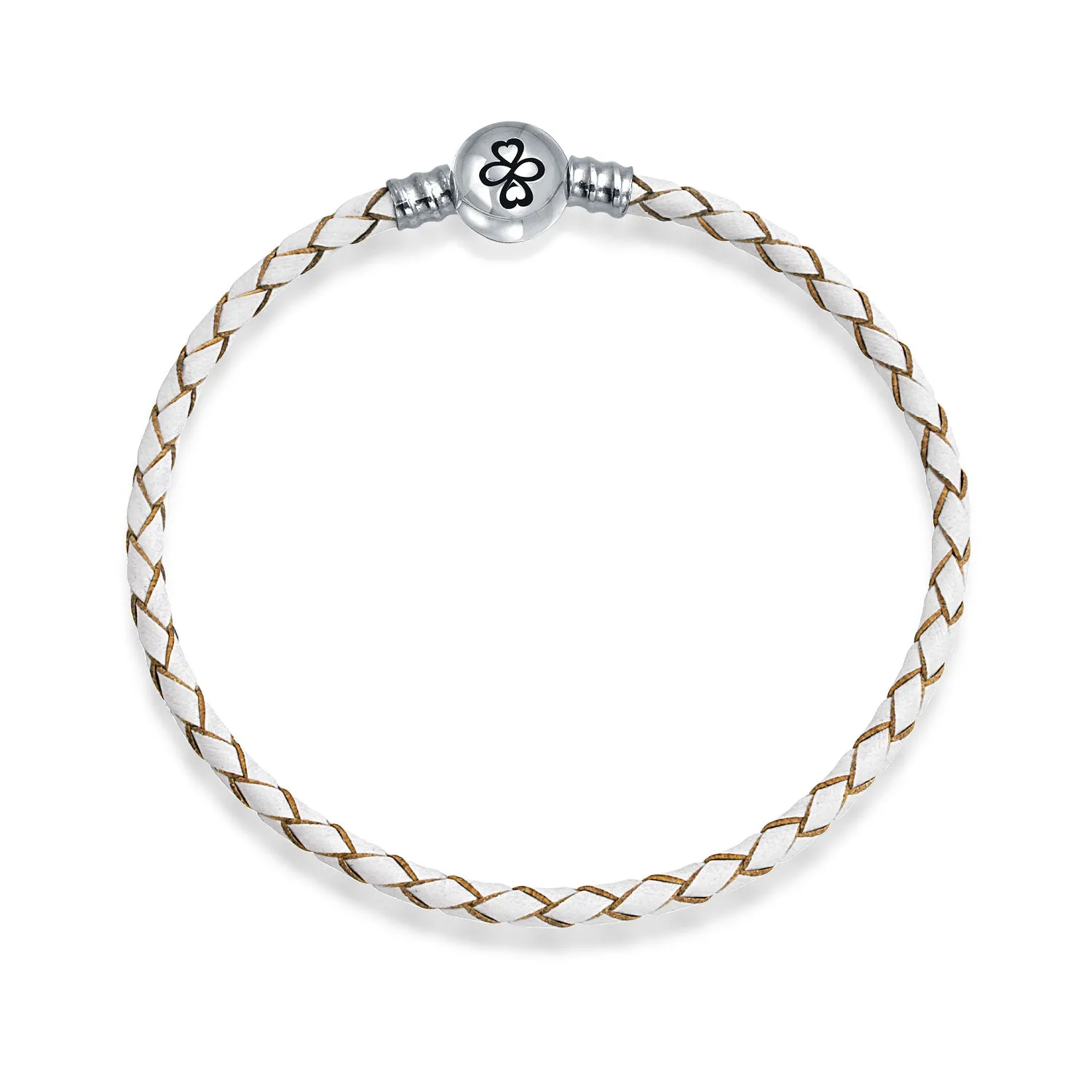 Ayllu Amulet Strand Bracelet with White Leather and Sterling Silver Clasp 8 Inch