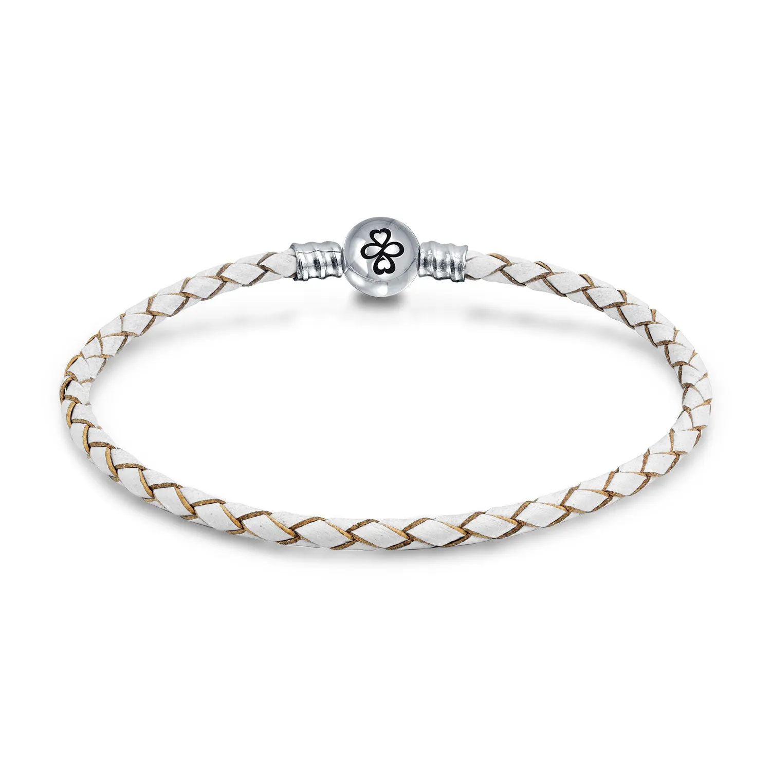 Ayllu Amulet Strand Bracelet with White Leather and Sterling Silver Clasp 8 Inch