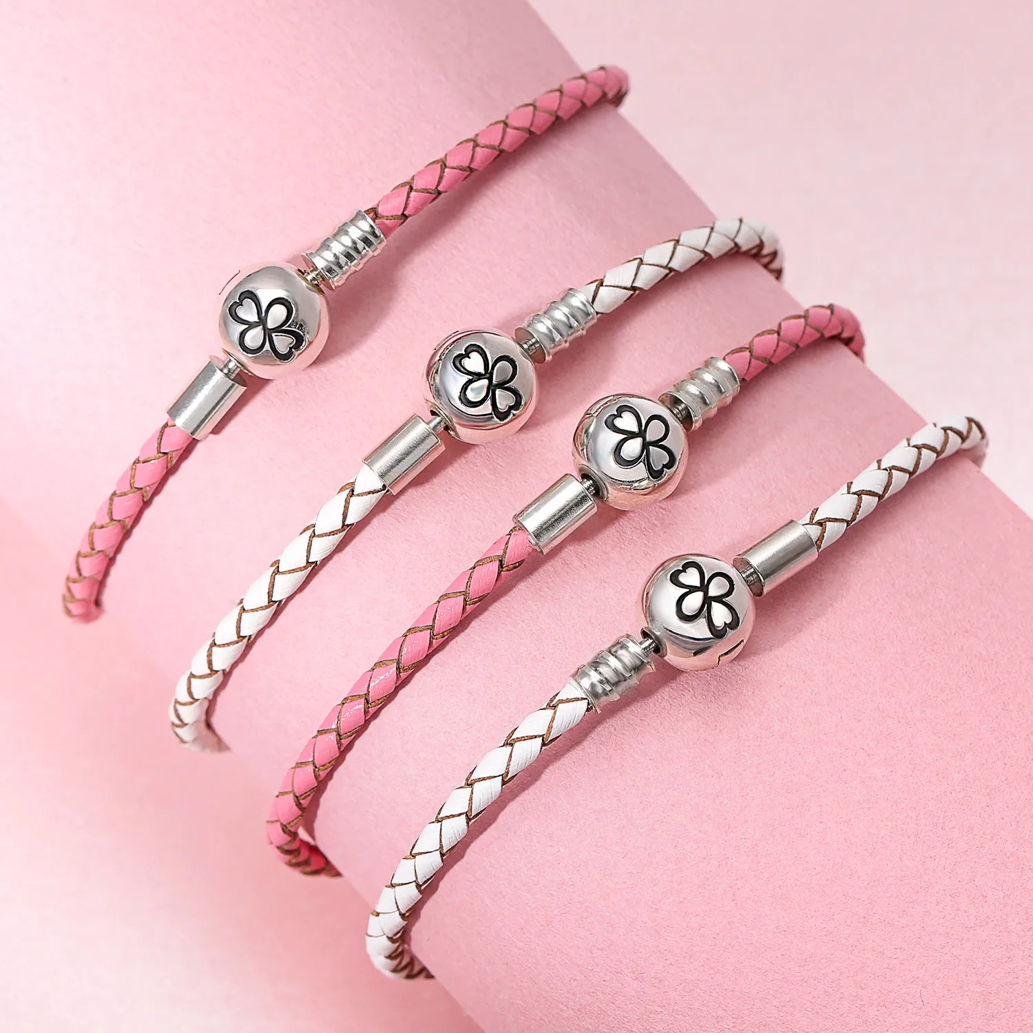 Ayllu Amulet Strand Bracelet with White Leather and Sterling Silver Clasp 8 Inch