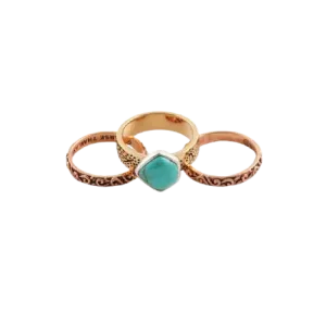 Barse Bronze Copper and Turquoise Stack Ring